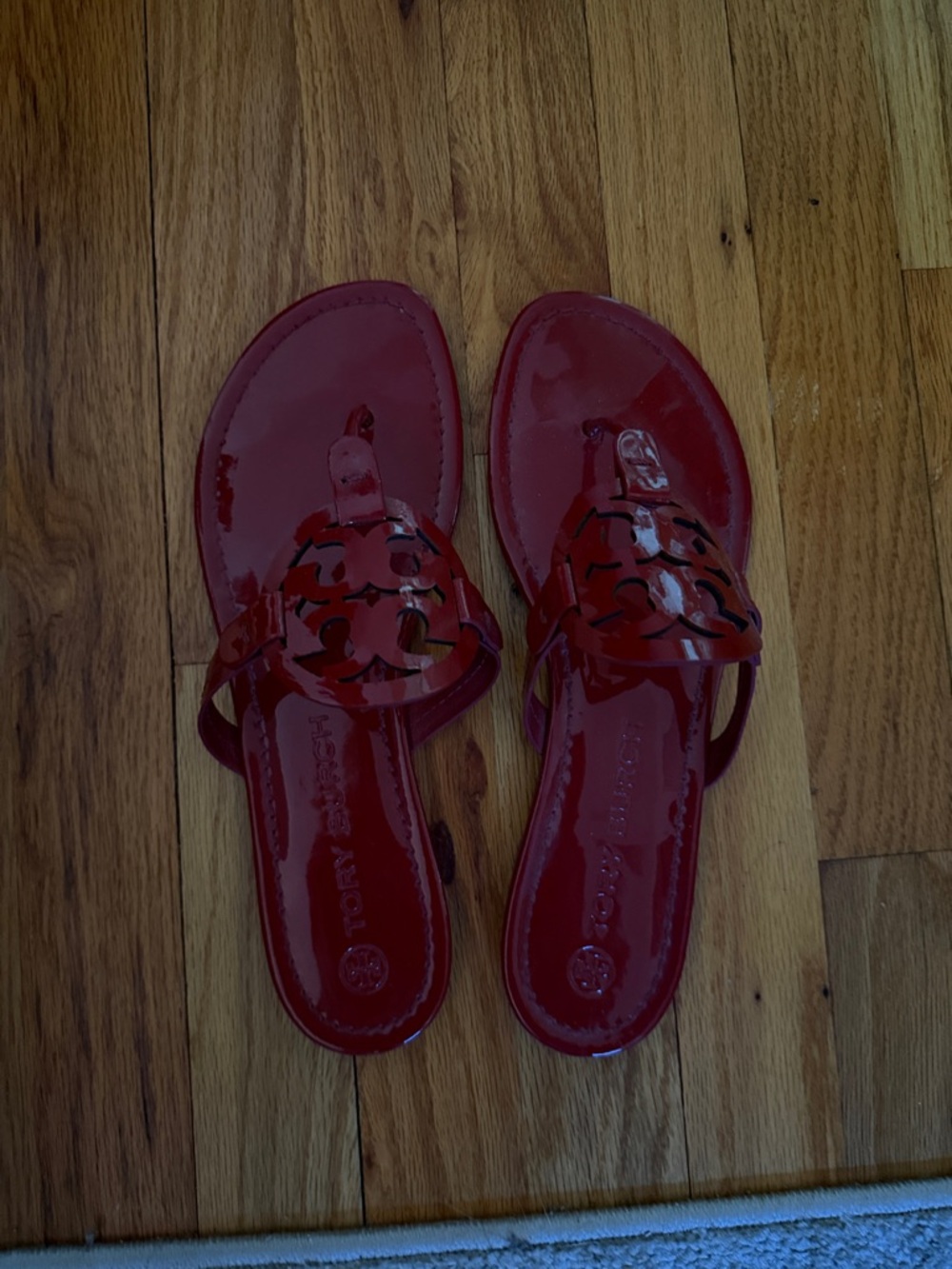 Tory Burch Red Patent Logo Miller Sandals